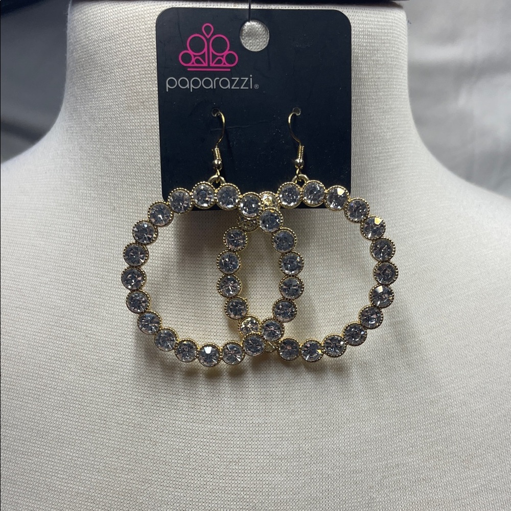 Paparazzi Gold and Silver Crystal Hoop Earrings BNWT